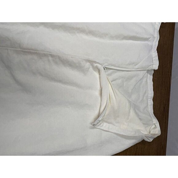 IZOD White LinenBlend Lined Skirt w/Floral Embroidery  Flowy Classic Feminine 16 - Picture 10 of 12